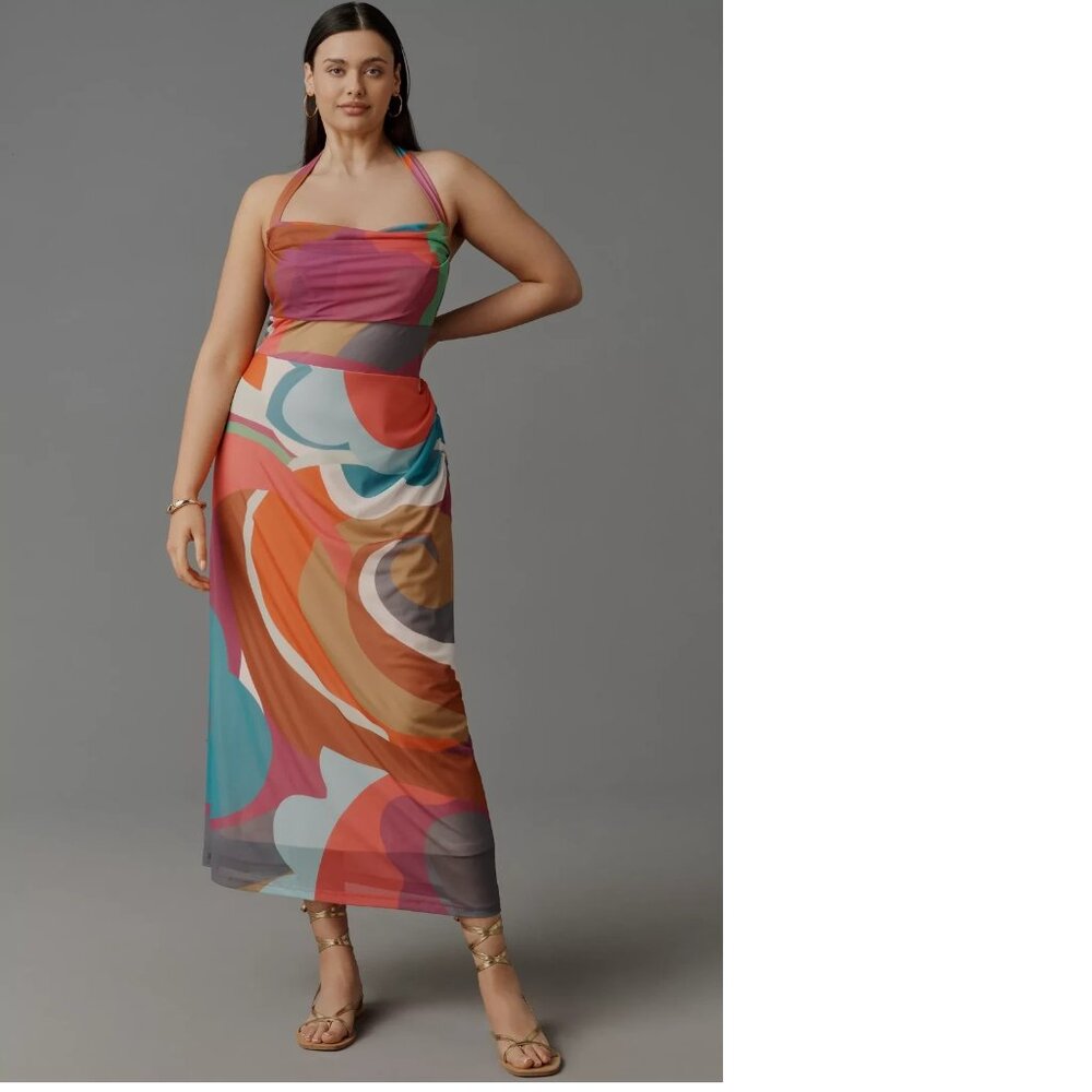Anthropologie Multicolor Swirl Midi Dress
